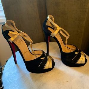 Christian Louboutin black & gold heels Size 39.5